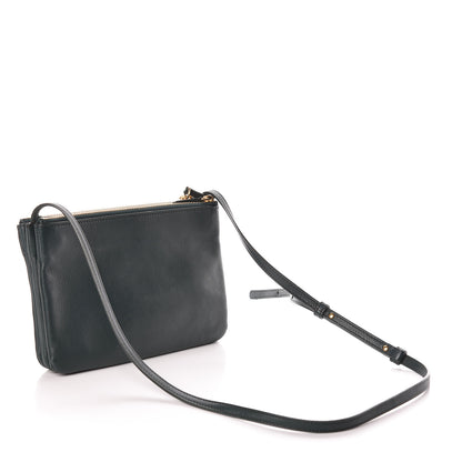 Celine Lambskin Small Trio Crossbody Bag Dark Green 3 of 11