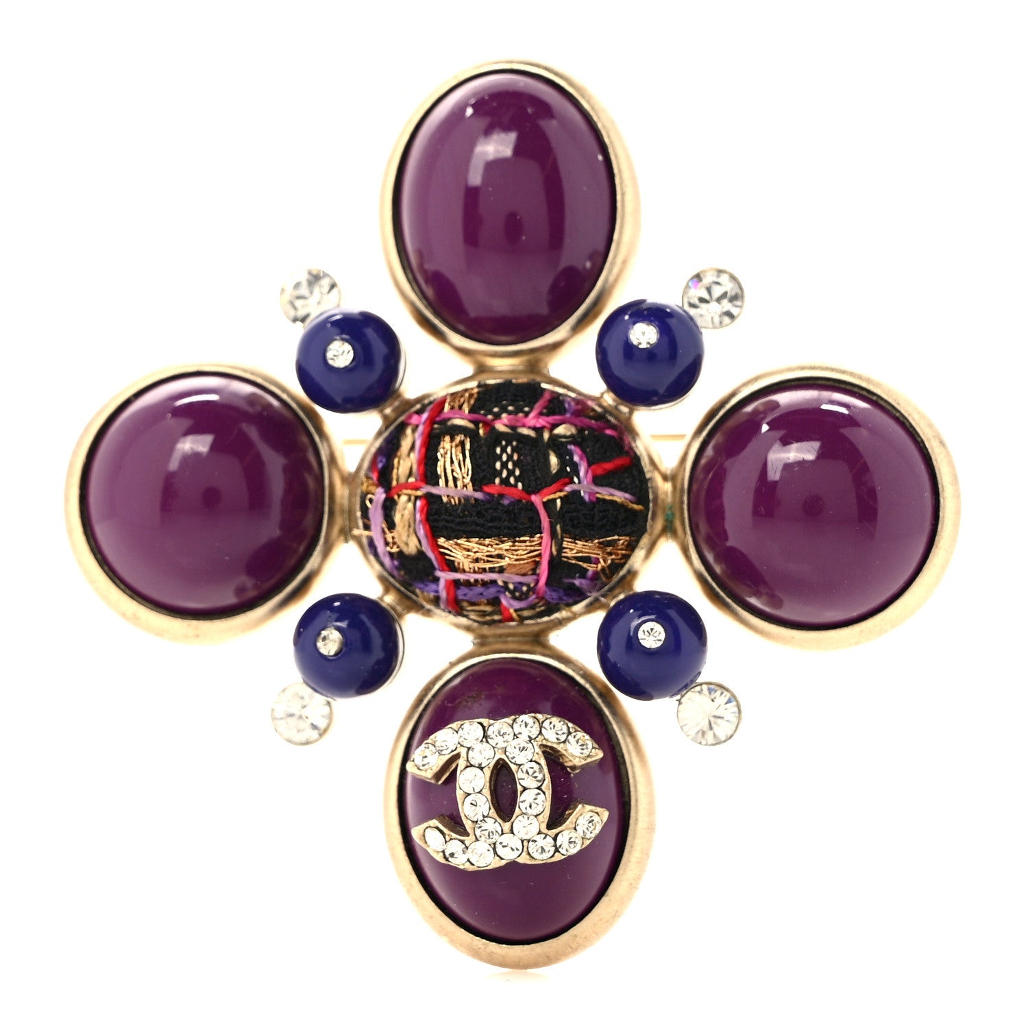 Chanel Enamel Tweed CC Brooch Multicolor 1 of 3