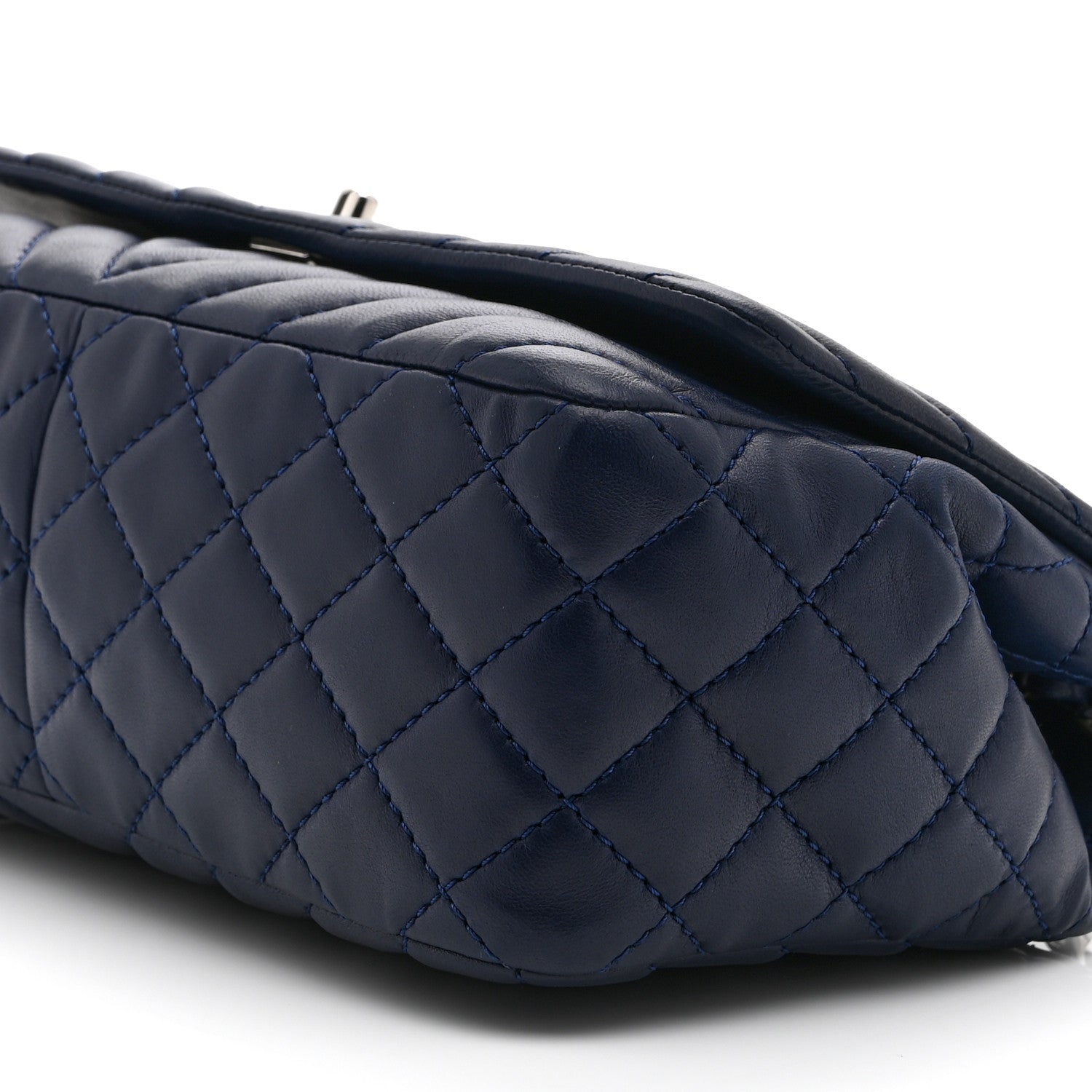 Chanel Lambskin Surpique Chevron Medium Single Flap Blue 10 of 10