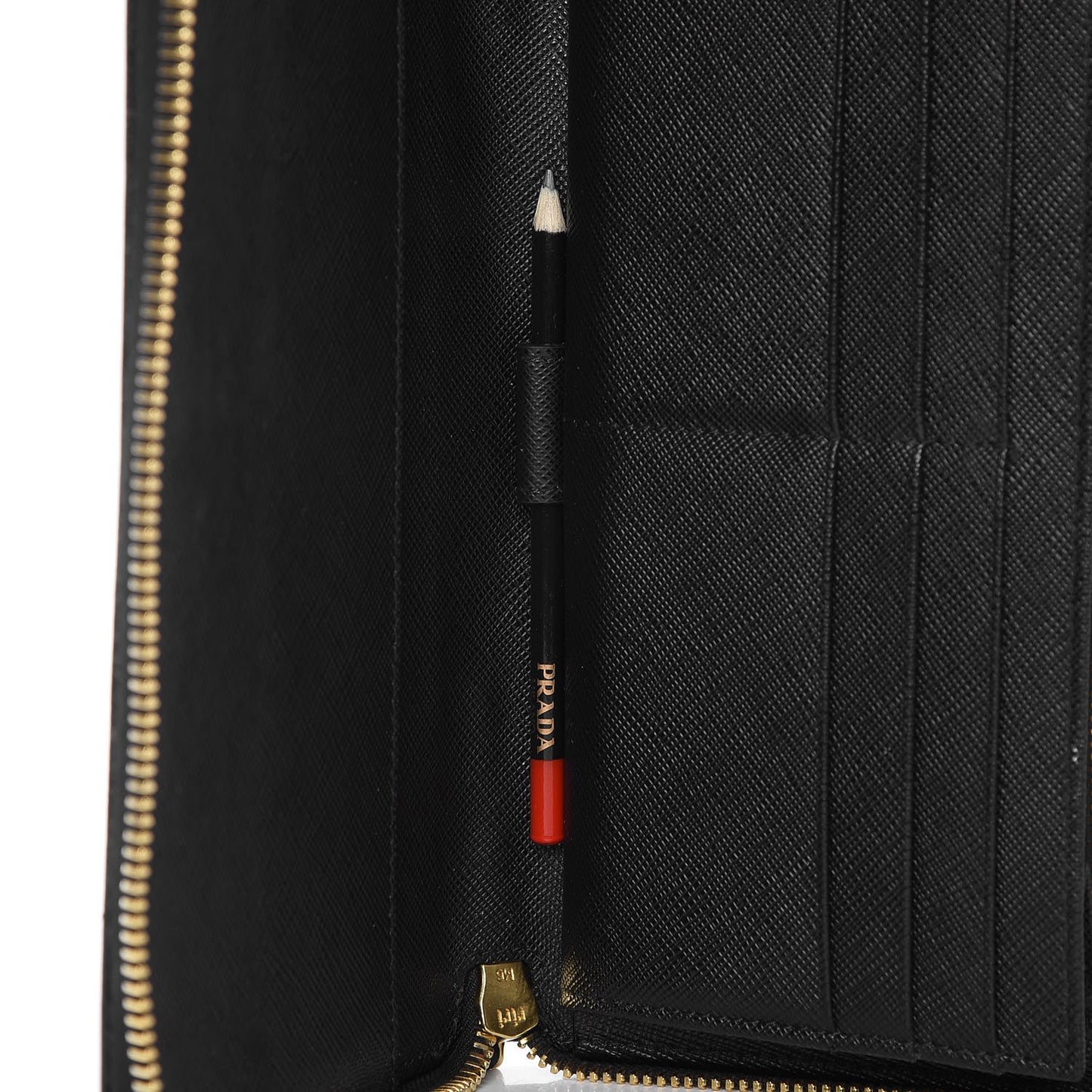 Saffiano Metal Large Zip Around Travel Wallet Nero Black