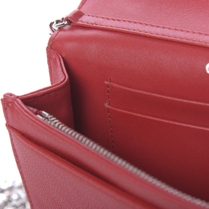 Christian Dior Grained Calfskin Diorama Wallet on Chain Pouch Rouge Vif 12 of 13