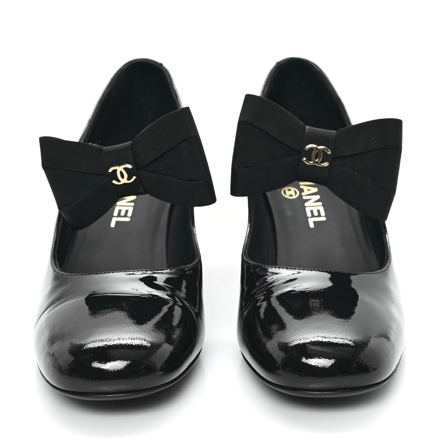 Chanel Patent Calfskin Grosgrain CC Mary Jane Pumps 40 Black 3 of 10