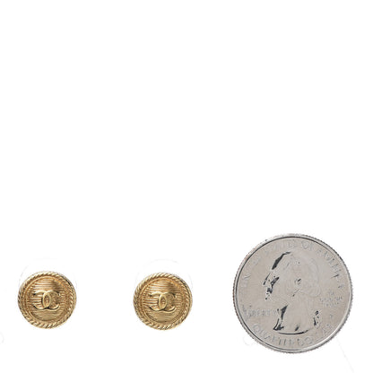 Chanel CC Button Earrings Gold 2 of 5