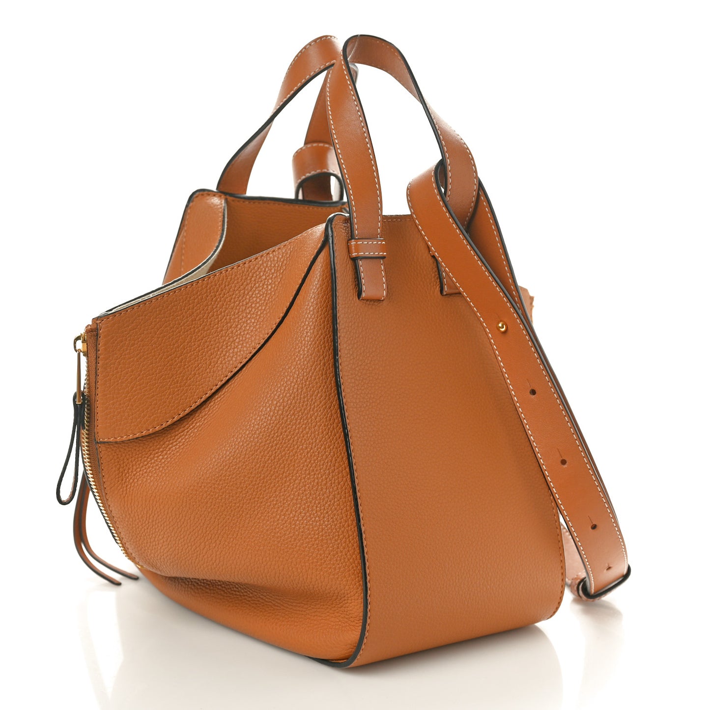 Grained Calfskin Small Hammock Shoulder Bag Tan