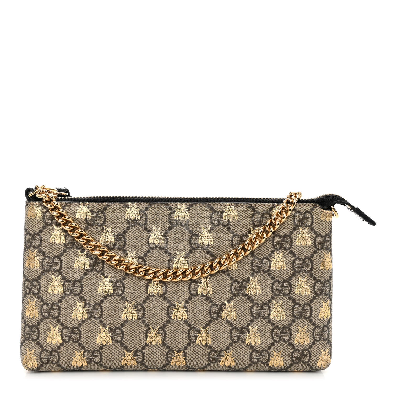 Gucci GG Supreme Monogram Bees Wrist Wallet Beige Black 1 of 12