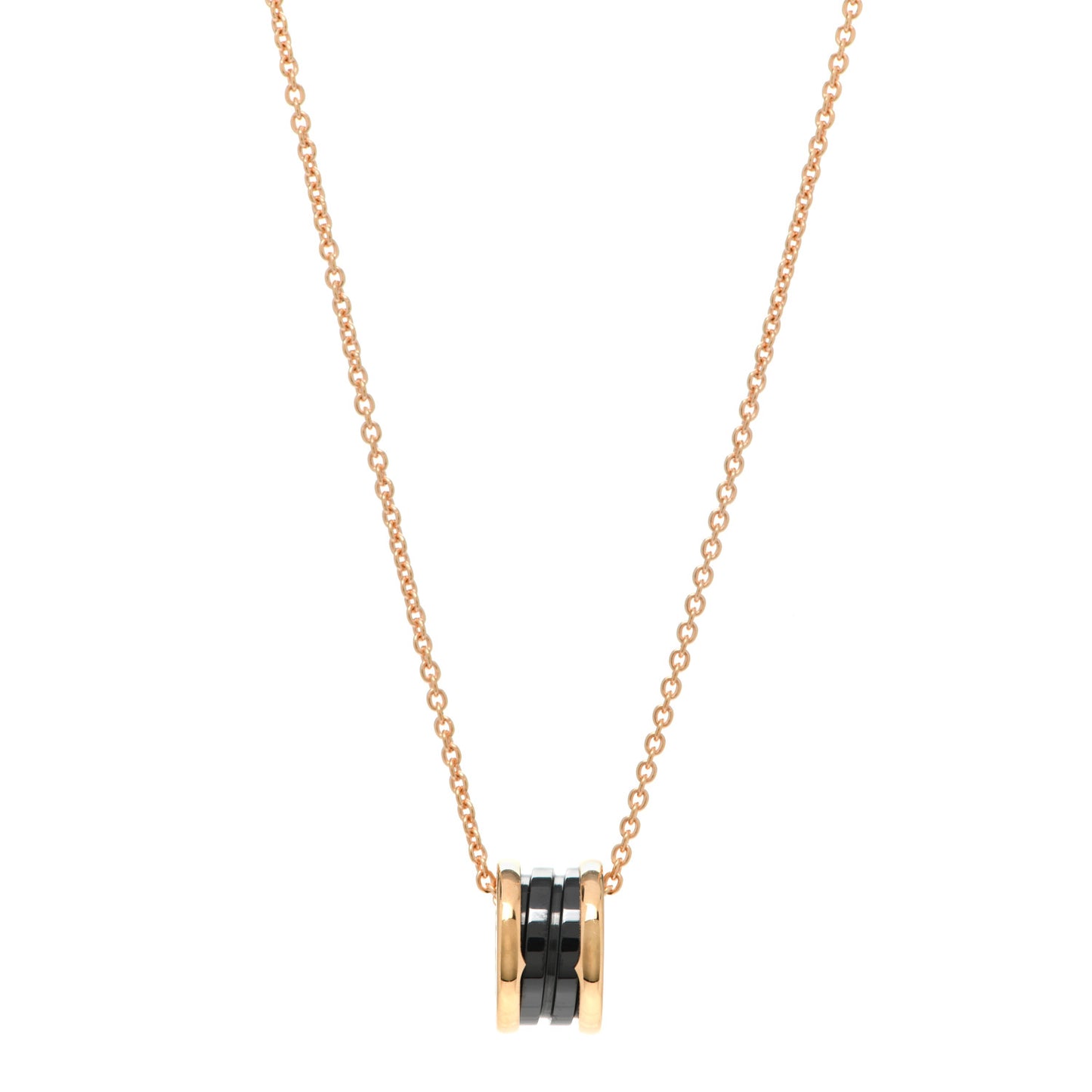 18K Rose Gold Black Ceramic B.Zero1 Pendant Necklace