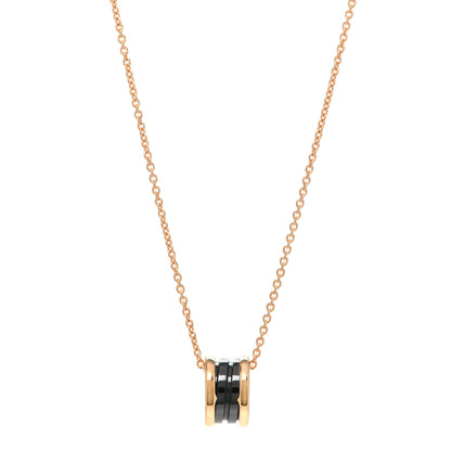 Bulgari 18K Rose Gold Black Ceramic B.Zero1 Pendant Necklace 1 of 5