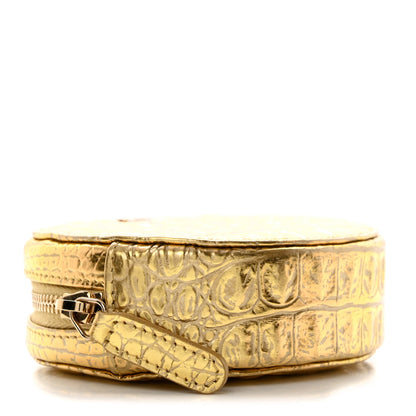 Chanel Metallic Calfskin Crocodile Embossed Cocodile Zip Around Classic Coin Purse Gold 4 of 8
