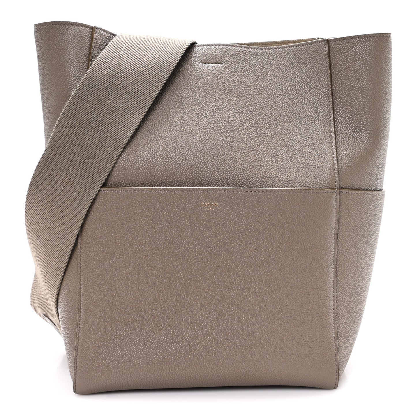 Soft Grained Calfskin Sangle Bucket Bag Taupe