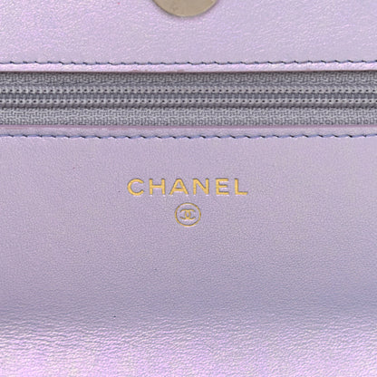 Chanel Iridescent Calfskin Quilted Chanel 19 Wallet On Chain WOC Light Purple 6 of 12