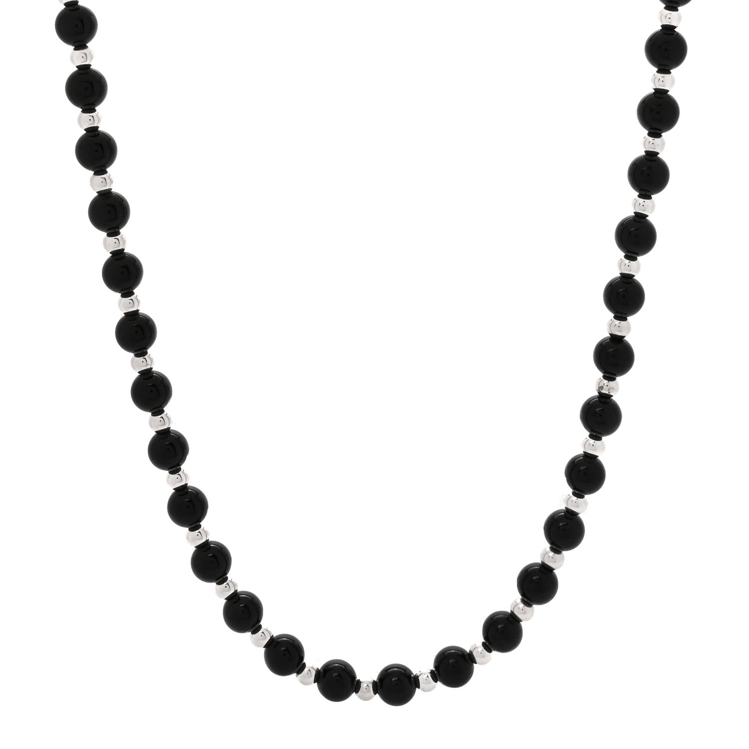Tiffany Sterling Silver Black Onyx Bead Necklace 1 of 6