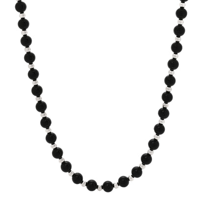 Tiffany Sterling Silver Black Onyx Bead Necklace 1 of 6