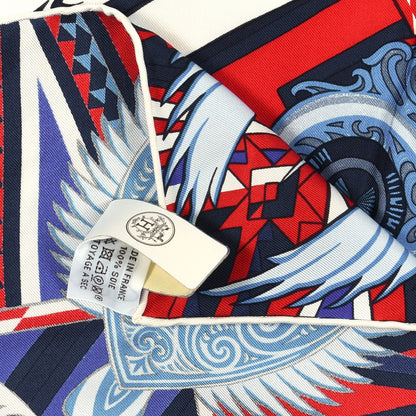 Hermes Silk Kawa Ora Scarf 90 Bleu Rouge White 2 of 3