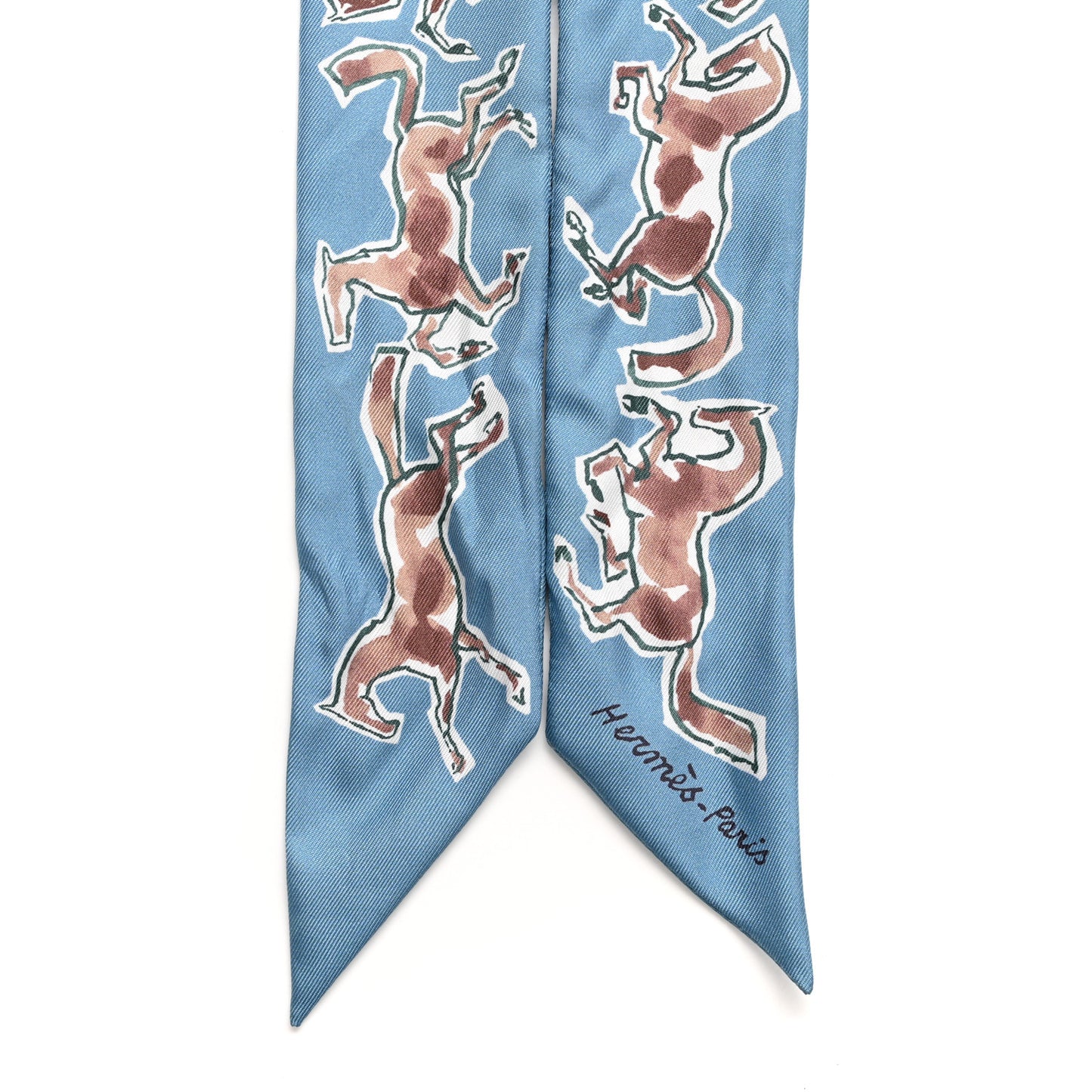 Silk Chevaux En Liberte Twilly Bleu Glacier Beige