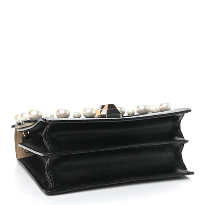 Fendi Vitello Liberty Pearl Scalloped Studded Small Kan I Shoulder Bag Black 4 of 12