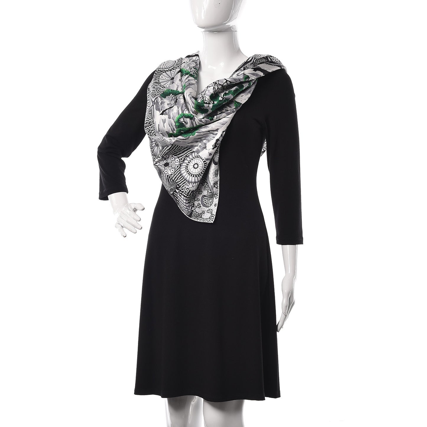 Silk Sieste Au Paradis Scarf 90 Black White Vert