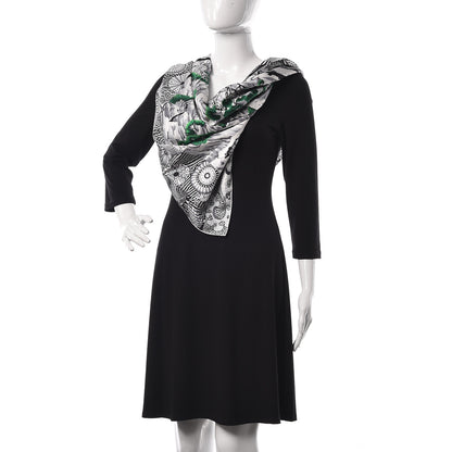 Hermes Silk Sieste Au Paradis Scarf 90 Black White Vert 2 of 4