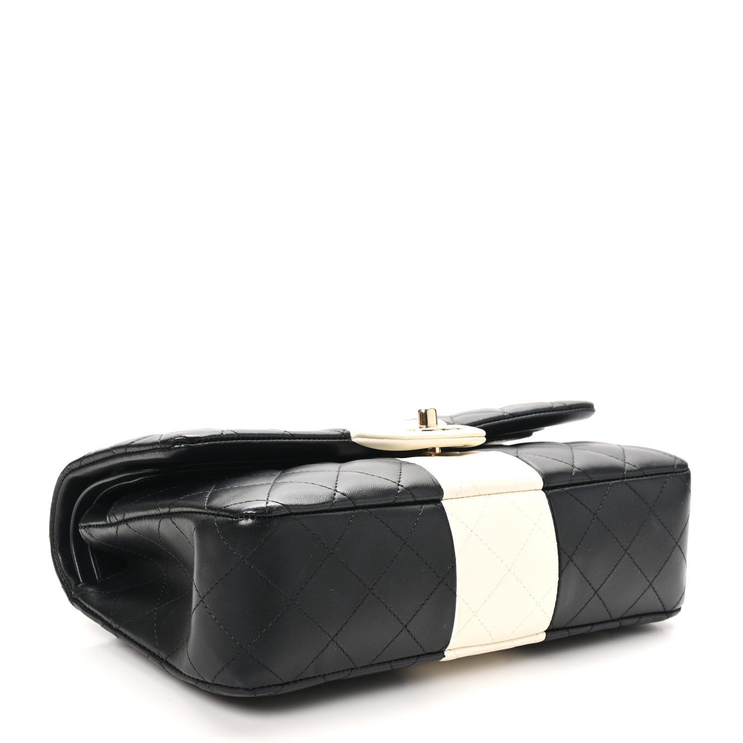 Chanel Lambskin Quilted Medium Double Flap Black White 4 of 11