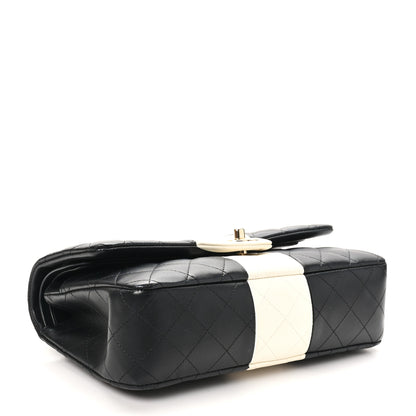Chanel Lambskin Quilted Medium Double Flap Black White 4 of 11
