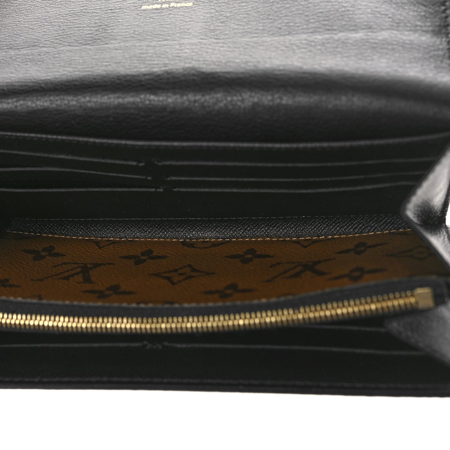 Louis Vuitton Calfskin Reverse Monogram Column Sarah Wallet Black 5 of 8