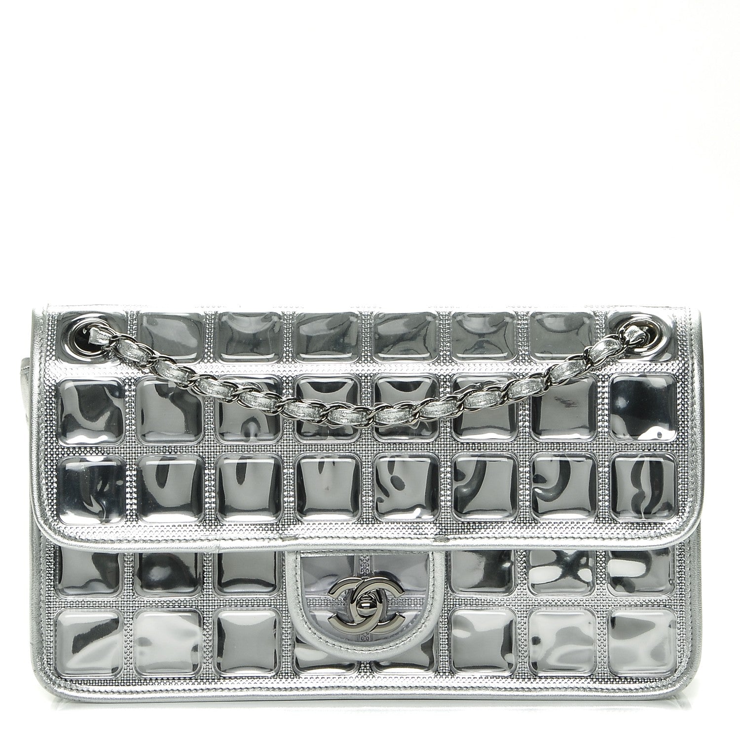 Chanel Vinyl Large Ice Cube Flap Silver 1 of 7