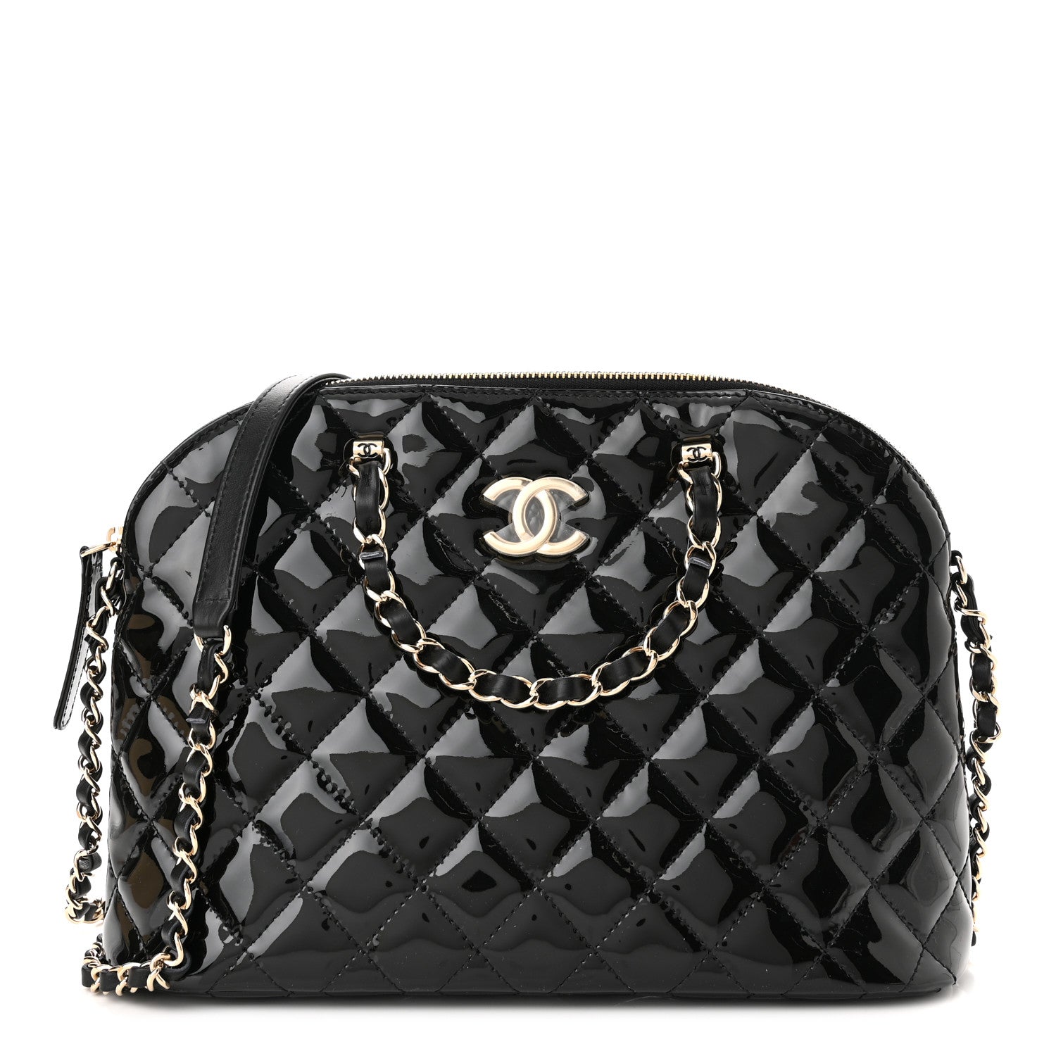 Chanel Patent Quilted Shiny Coco Small Shopping Bag Black 1 of 11