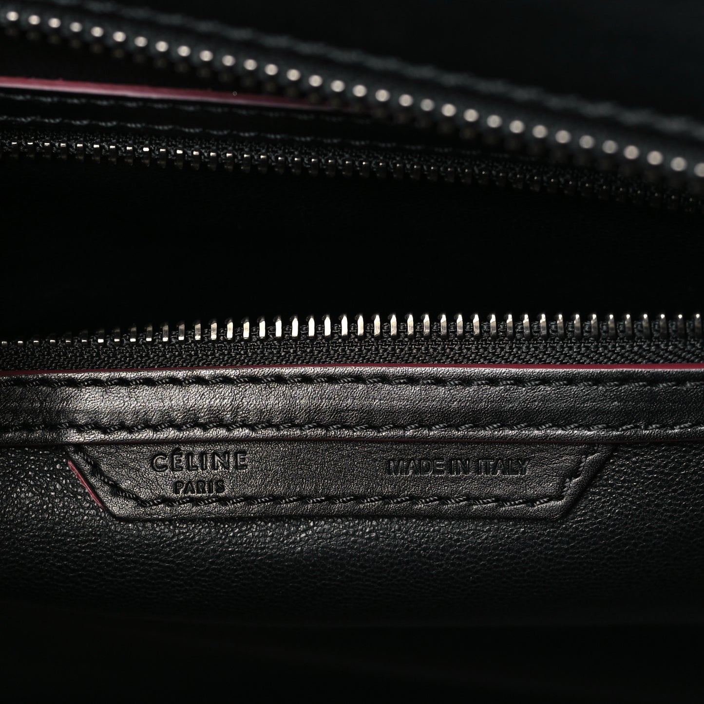 Smooth Calfskin Mini Luggage Black Pink Trim