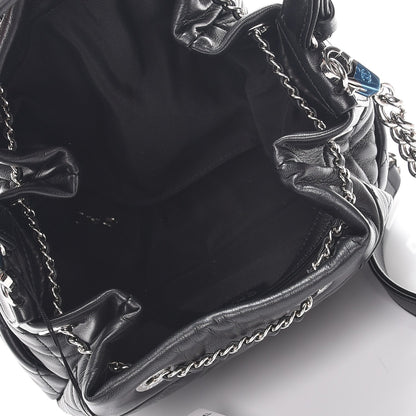 Chanel Lambskin Quilted Small Chain Bucket Bag Black 6 of 9