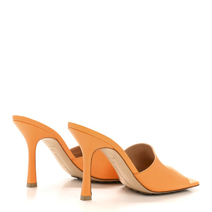 Bottega Veneta Lambskin Stretch 90mm Mule Sandals 38.5 Tangerine 5 of 9