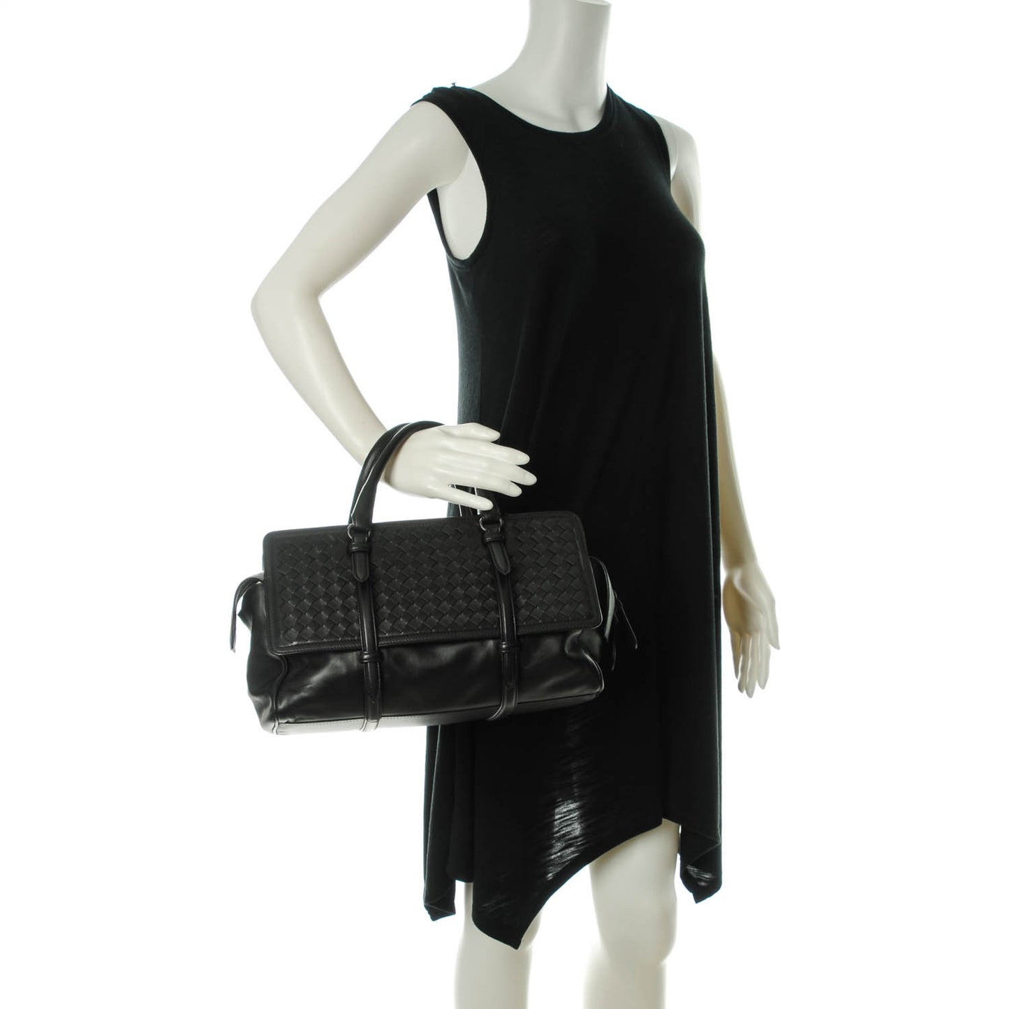 Nappa Intrecciato Medium Monaco Satchel Nero Black