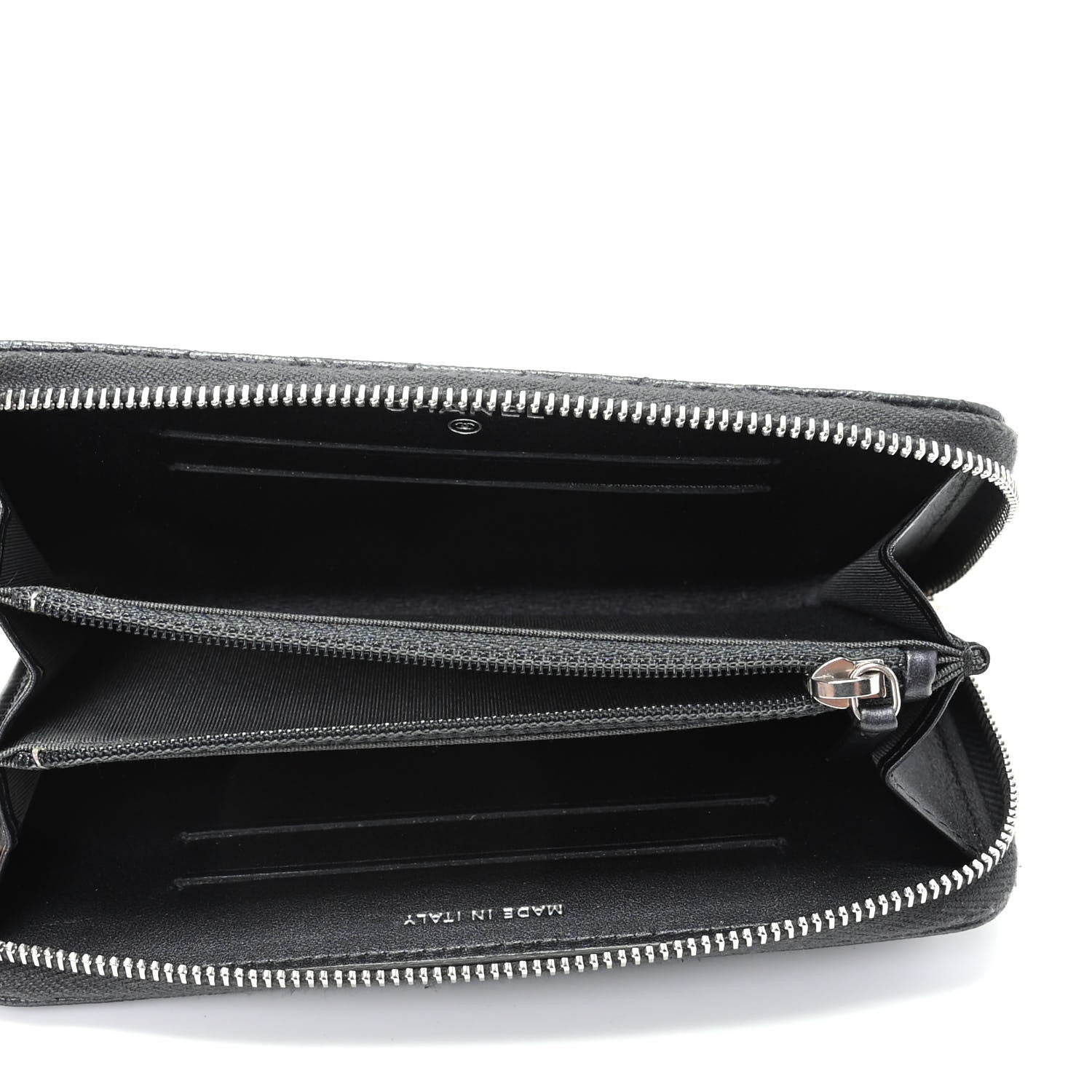 Chanel Metallic Caviar Quilted Medium Maxi CC Zip Around Wallet Black 5 of 9
