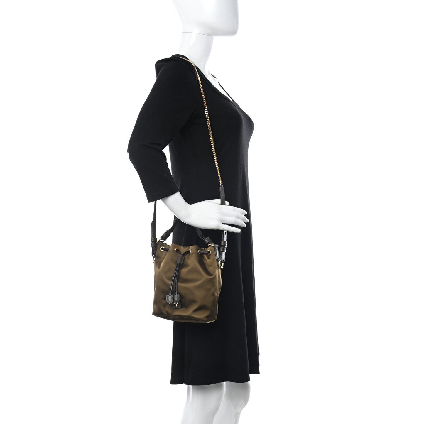 Nylon Small Disco Bucket Bag Brown