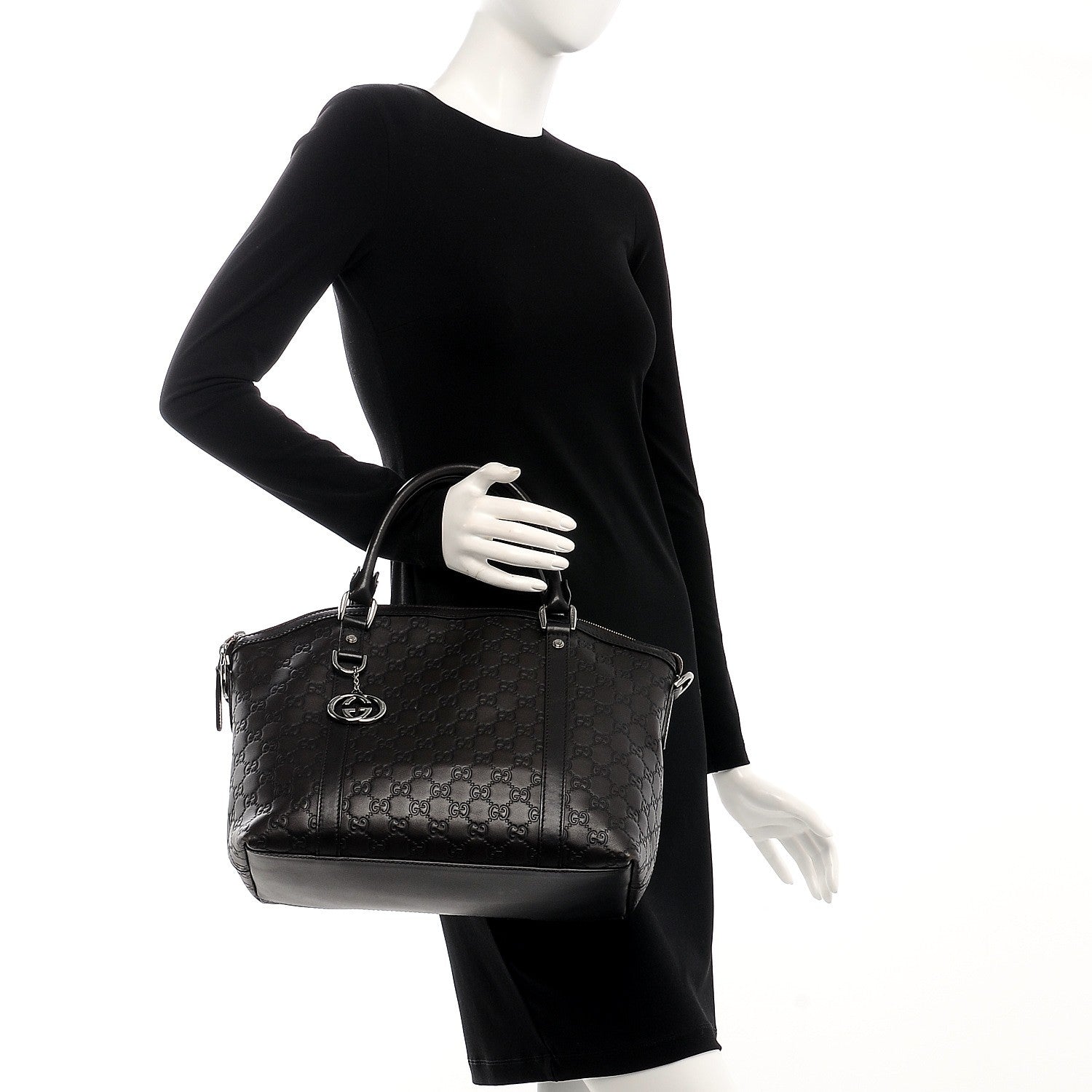 Gucci Guccissima Medium GG Charm Dome Satchel Dark Brown 3 of 12