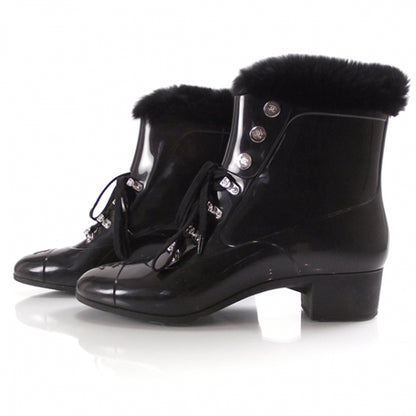 Chanel Fur Lined Vinyl Boots Black 38 2 of 9