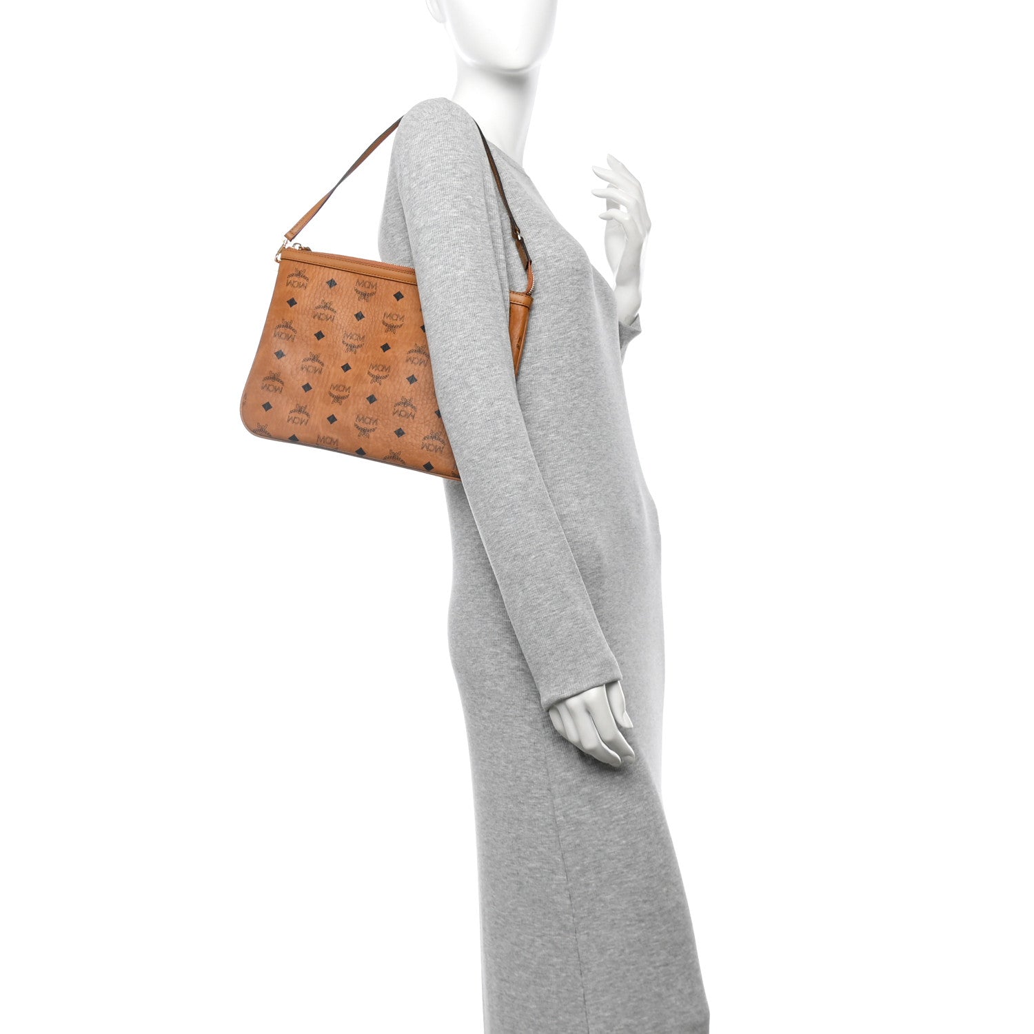 MCM Visetos Liz Shopper Tote Pouch Cognac 2 of 9