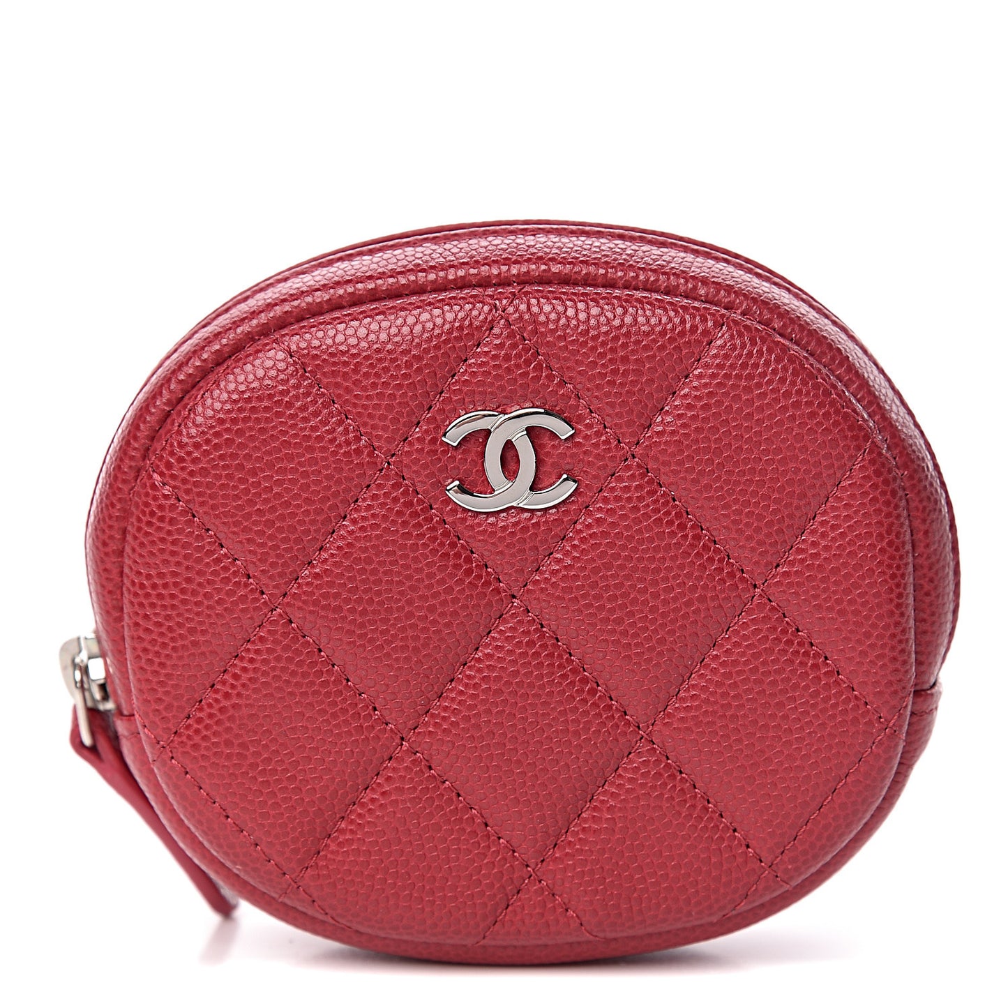 Caviar Quilted Zip Around Classic Coin Purse Dark Pink