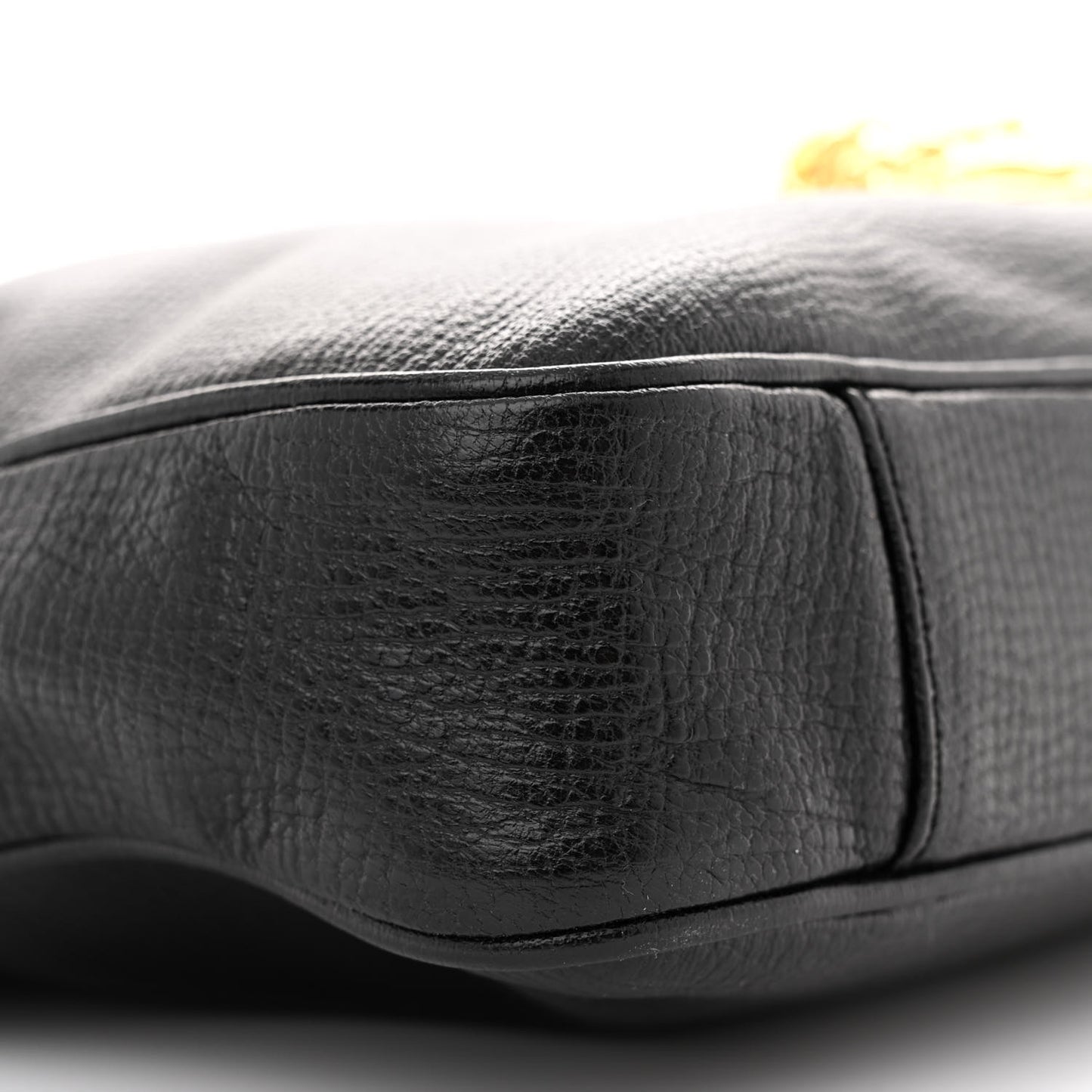 Grained Calfskin Medusa Head Shoulder Bag Black