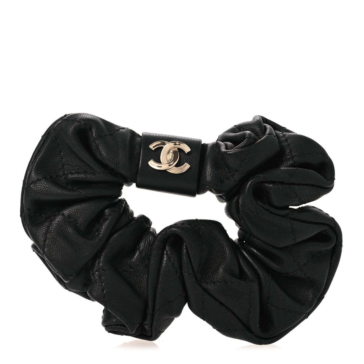Chanel Lambskin Quilted CC Hair Scrunchie Black 1 of 3