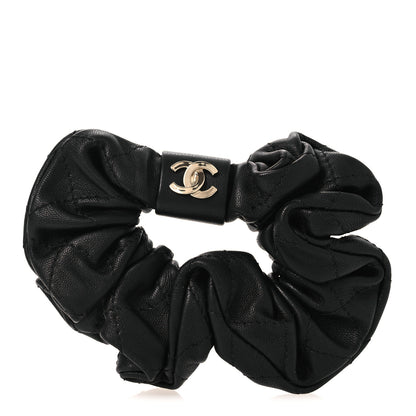 Chanel Lambskin Quilted CC Hair Scrunchie Black 1 of 3