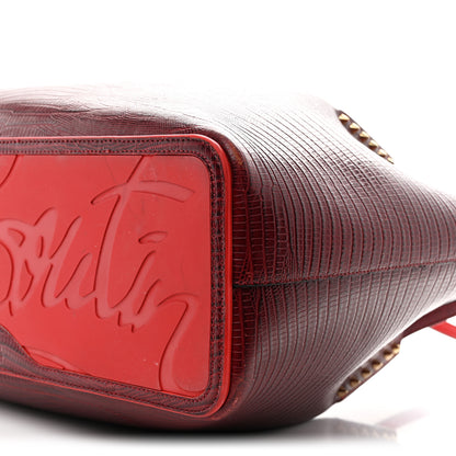 Christian Louboutin Lizard Embossed Calfskin Spiked Small Cabarock Shopper Tote Bourbon 9 of 10