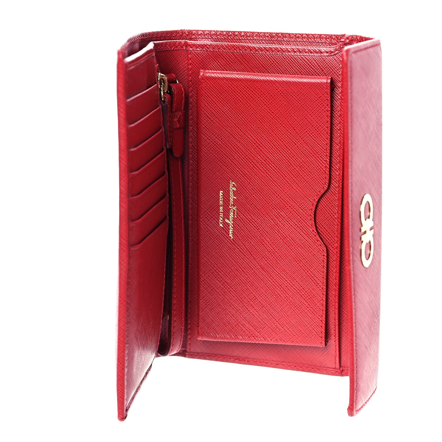 Salvatore Ferragamo Grained Calfskin Wallet Red 5 of 9