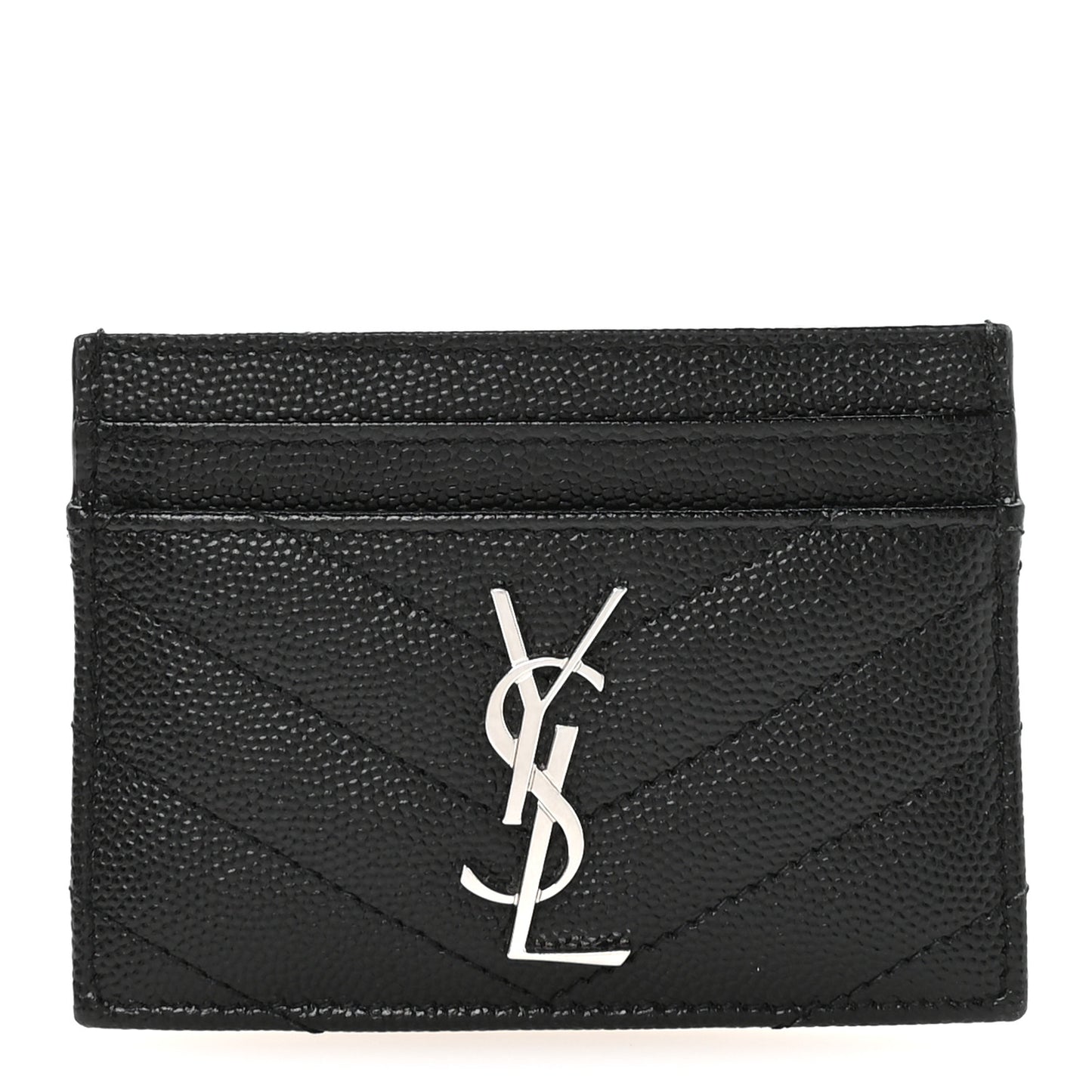 Grain De Poudre Matelasse Chevron Monogram Credit Card Case Black