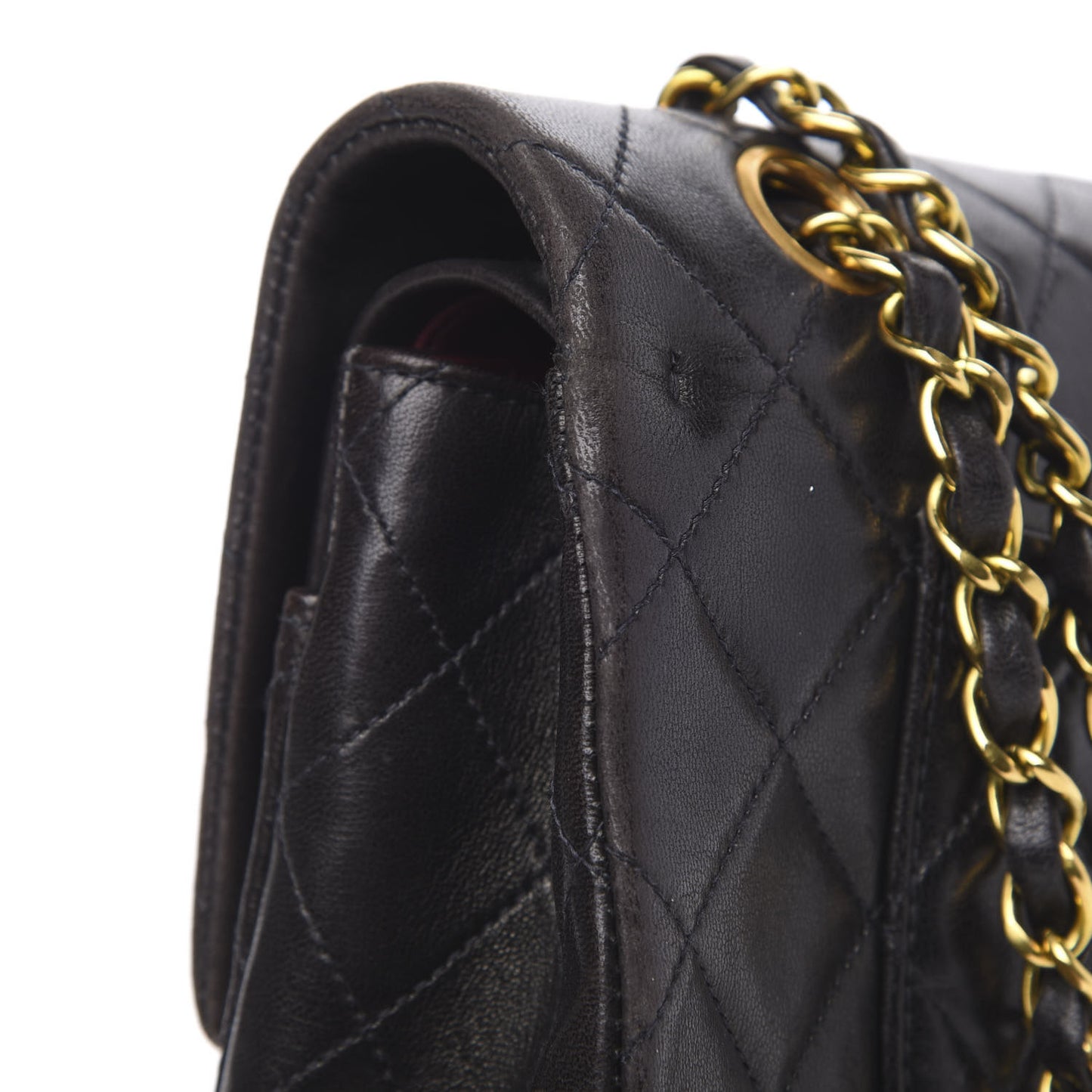 Lambskin Quilted Medium Double Flap Black