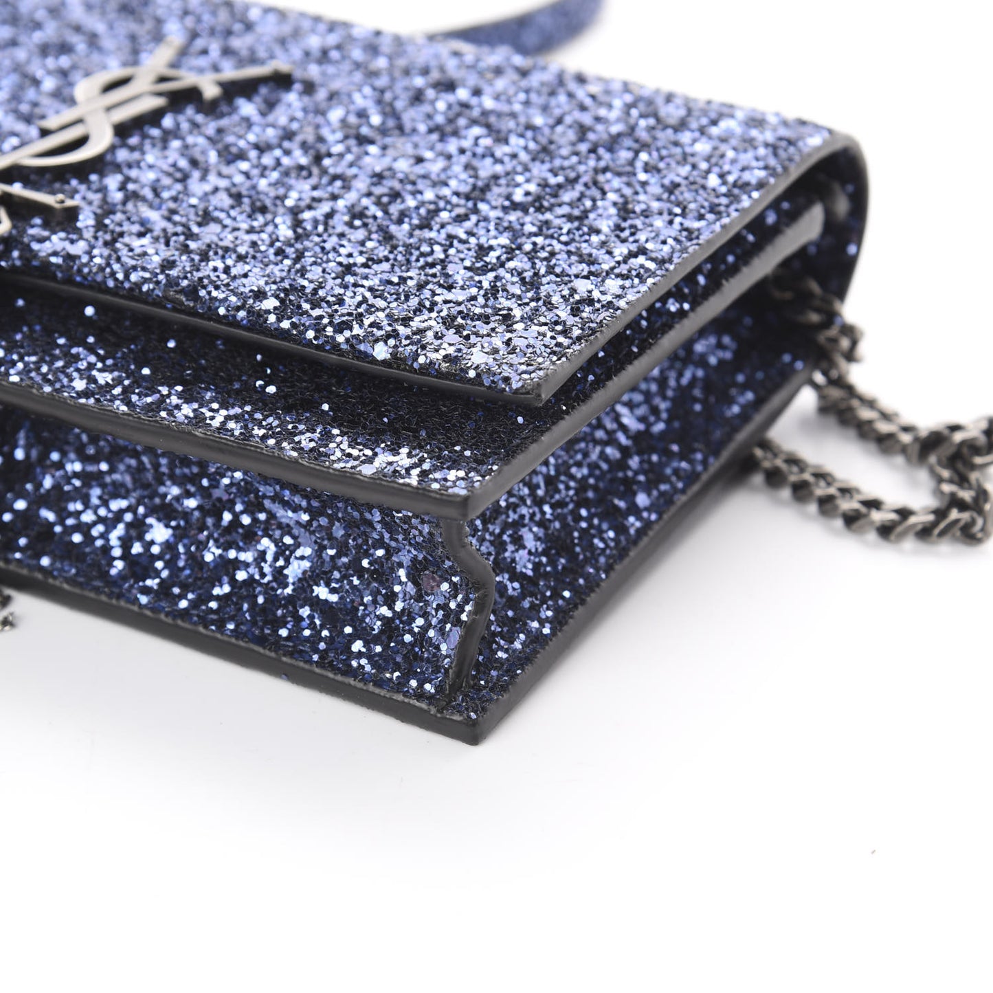 Metallic Glitter Classic Monogram Kate Tassel Chain Wallet North Sea