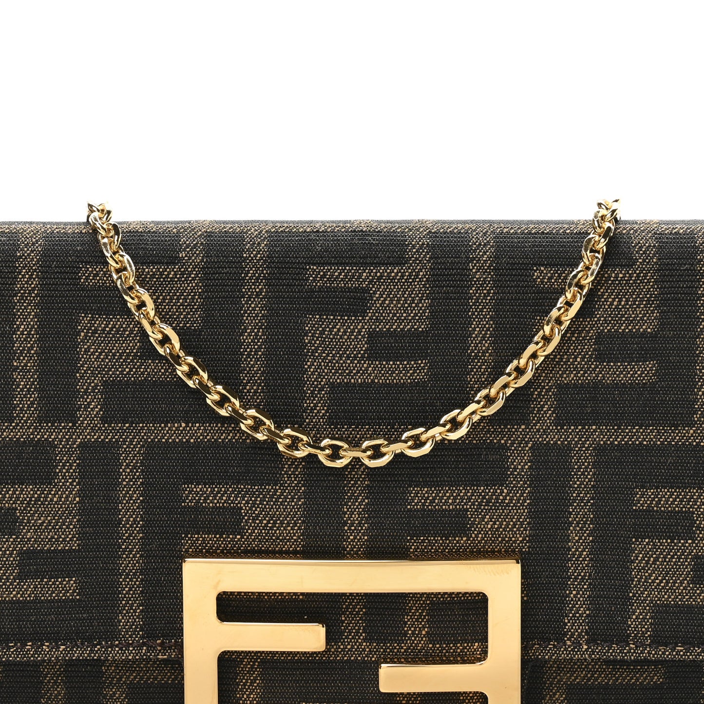 Fabric Jacquard FF 1974 Continental Wallet On Chain Tobacco Moro