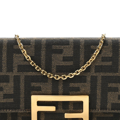Fendi Fabric Jacquard FF 1974 Continental Wallet On Chain Tobacco Moro 8 of 11