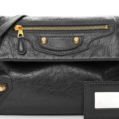 Balenciaga Agneau Giant 12 Gold Hardware Envelope Strap Clutch Gris Fossile 8 of 12