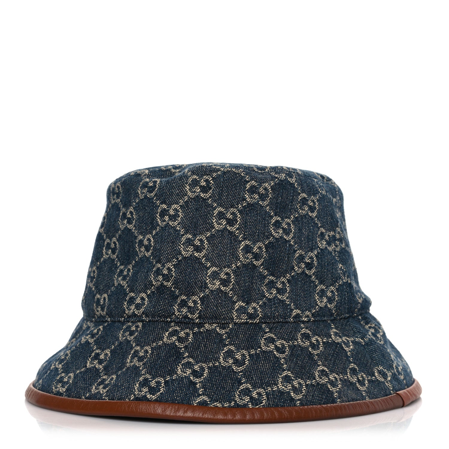 Gucci Washed Jacquard Denim Nappa GG Monogram Oscar Bucket Hat M Denim Cuir 1 of 8