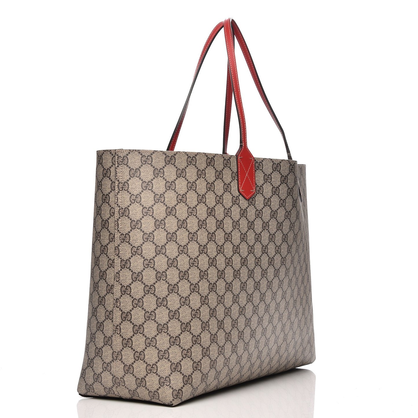 GG Supreme Monogram Large Reversible Tote Beige Red