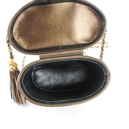 Chanel Metallic Lambskin Quilted Tassel Shoulder Bag Green 5 of 8